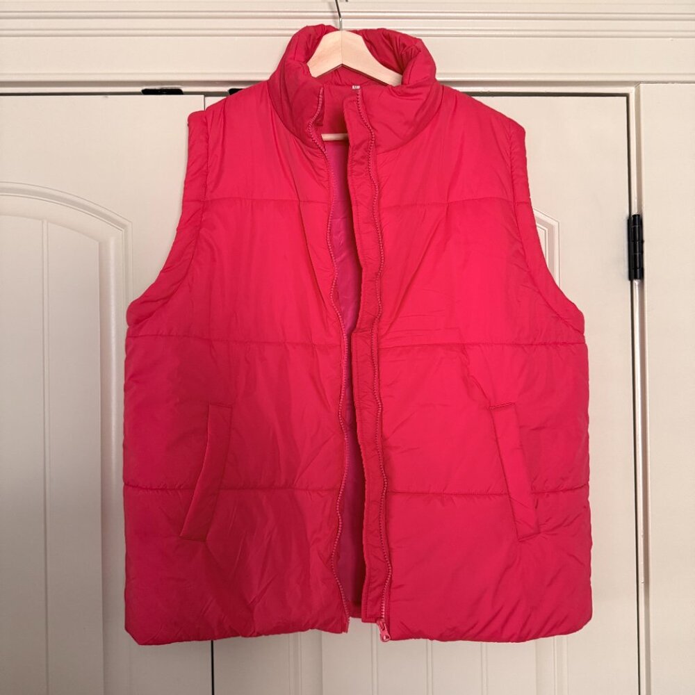Hot Pink Puffer Vest, Size XL